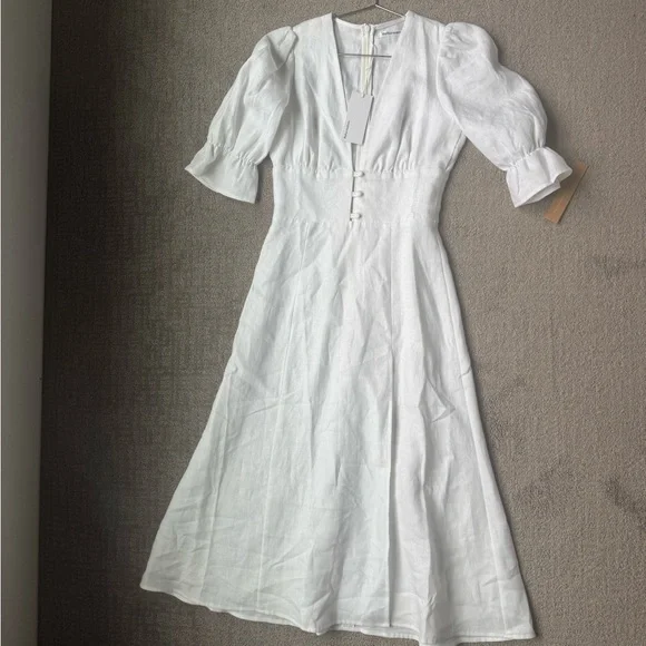 NWT Maribel Linen Dress in White - Picture 6 of 12